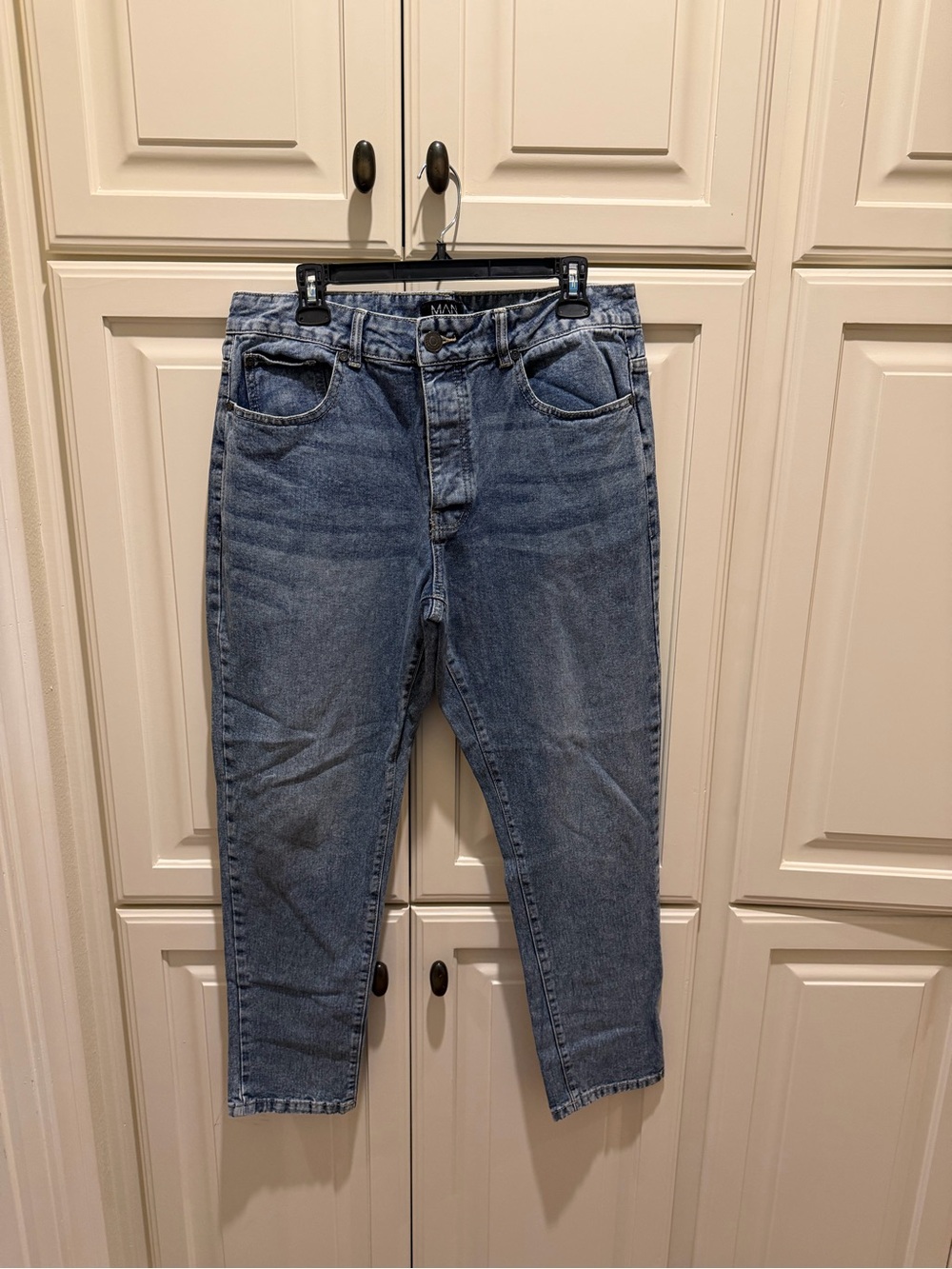 Boohoo Men's Straight Leg Jeans - Medium Blue Denim